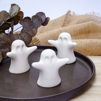 Halloween Trio Of Ghosts Concrete Ornament Set, 5 of 6