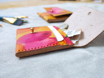 Hand Painted Leather Coin And Card Purse Tutti Fruity, 9 of 9