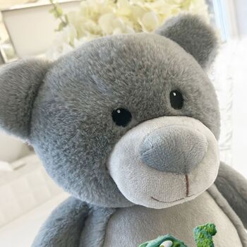 Personalised Monster Alphabet Children's Grey Teddy Bear 42cm, 2 of 7