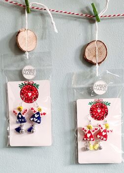 Festive Painted Angel Earrings With Stand, 6 of 11