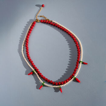 Chilli Pepper And Red Bead Necklace Set, 2 of 6