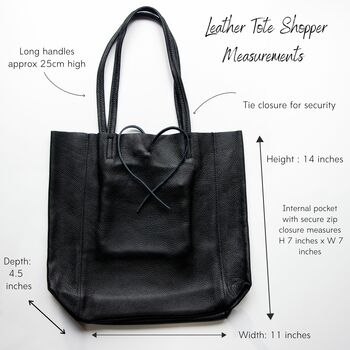 Black Soft Leather Tote Shopper, 8 of 10