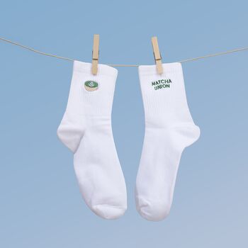 Matcha Union Embroidered Socks, 2 of 3