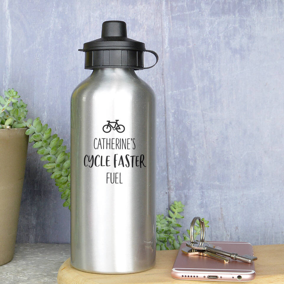 Personalised Cycling Water Bottle By Pink And Turquoise