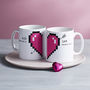 Personalised Pixel Love Heart Mugs Pair, thumbnail 1 of 5