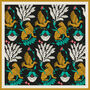 Regal Doves And Lions Multicolour On Black Luxury Silk Scarf 120cm * 120cm, thumbnail 2 of 5