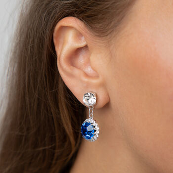 Royal Blue Swarovski Crystal Snow Drop Earrings, 6 of 6