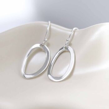 Sterling Silver Oval Ripple Earrings, 4 of 11