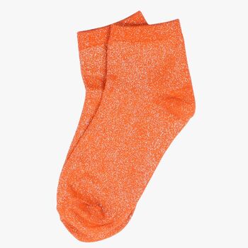 Women's Cotton Glitter Anklet Trainer Socks Orange, 3 of 4