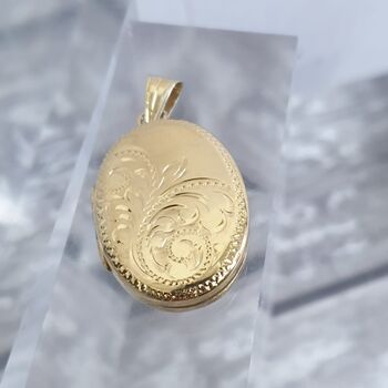 Handmade 9ct Gold Oval Locket With Hand Engraving, 3 of 7
