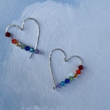 Colourful Crystal Heart Sterling Silver Hoop Earrings, 3 of 5