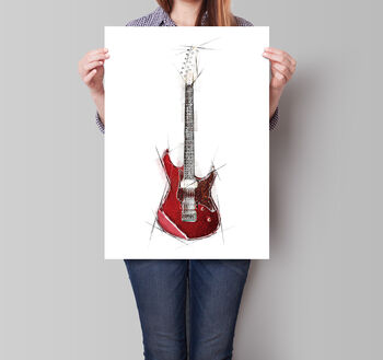Red Electric Guitar Poster Print, 3 of 4