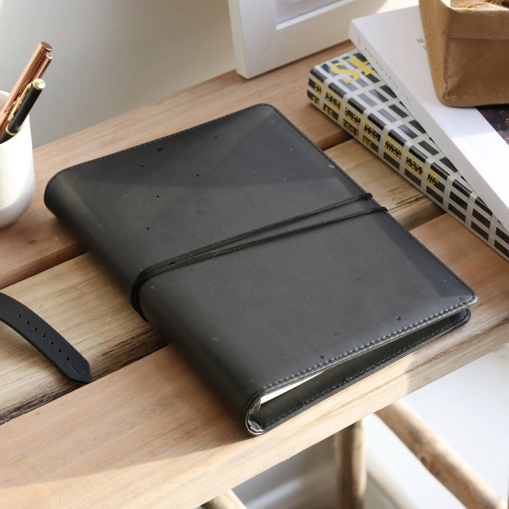 Black Vegan Leather Refillable Notebook By Lisa Angel