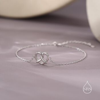 Sterling Silver Pretzel Heart Knot Bracelet, 2 of 12