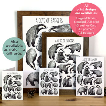 Badgers Watercolour Art Blank Greeting Card, 4 of 7