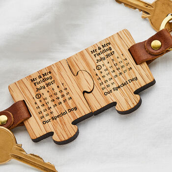 Personalised Wooden Wedding Keyring Set, 3 of 6