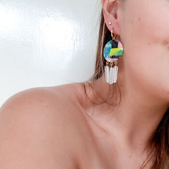 Monet | Polymer Clay Earrings With Czech Glass Beads, 2 of 9