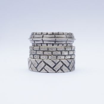 Herringbone Brick Silver Ring, 4 of 4