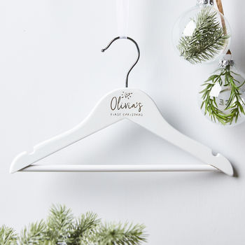 Personalised Babys First Christmas Wooden Hanger, 2 of 5