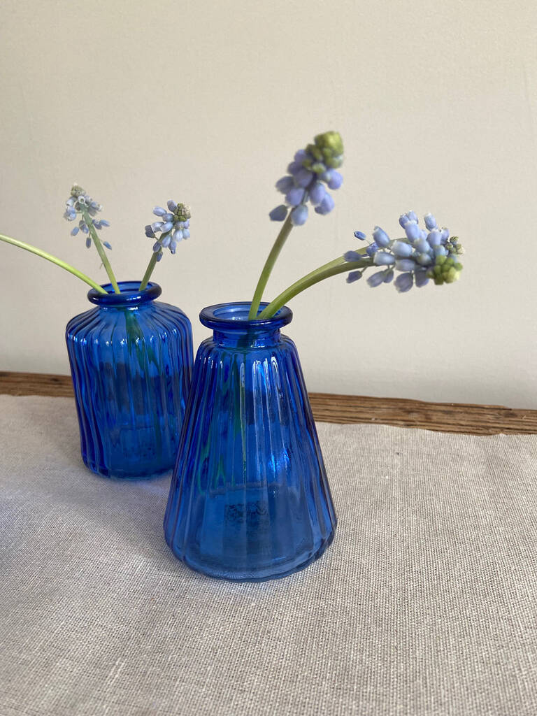 Blue Glass Bud Vases Set Of Three By The Wedding of my Dreams