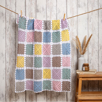 Granny Square Blanket Easy Crochet Kit, 2 of 8