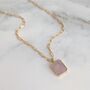 The Rectangle Rose Quartz Necklace, Gold Plated, thumbnail 1 of 10