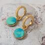 Circle Turquoise December Birthstone Earrings, Gold, thumbnail 4 of 6