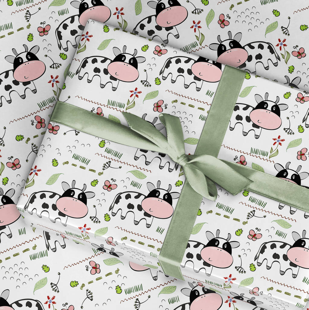 Cow Funny Wrapping Paper I Christmas Gift Wrap Highland Cow Print