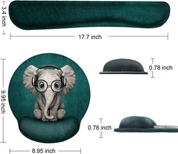 Elephant Keyboard And Mouse Wrist Rest Pad Set, 7 of 7