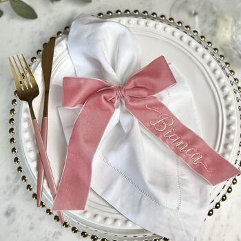 Embroidered Velvet Ribbon Place Setting, 2 of 6