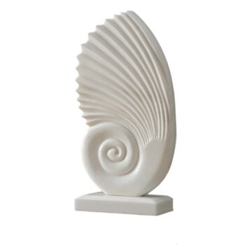 All White Shell Sculpture On Marble Base, 2 of 3