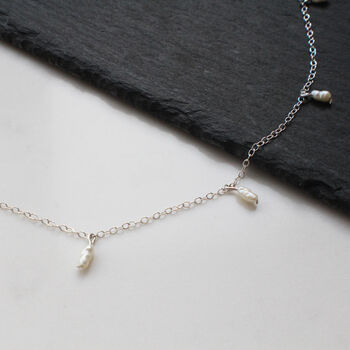 Pearl Cluster Layering Necklace 9ct Gold Or Silver, 4 of 5