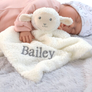 Personalised Lamb Baby Comforter, 2 of 9