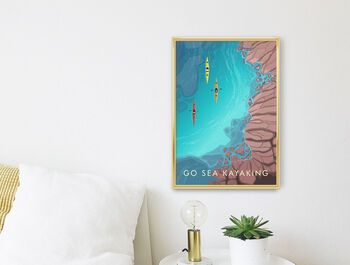 Go Sea Kayaking Travel Poster Art Print, 3 of 8