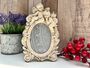 Angel 5x3.5 Inch Oval Photo Frame Distressed Off White Gift, thumbnail 1 of 10