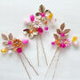 Luxury Gold, Pink And Orange Hair Pins, thumbnail 1 of 6