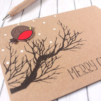 Personalised Merry Christmas Card With Robins, 3 of 6