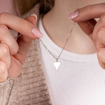 Flat Heart Necklace Sterling Silver, 2 of 5