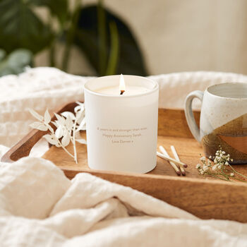 4th Linen Wedding Anniversary Gift Glow Through Candle, 2 of 9