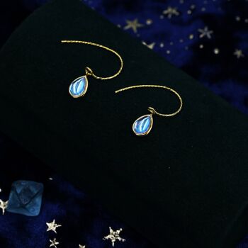 Moonstone Droplet Drop Hook Earrings Sterling Silver, 5 of 12