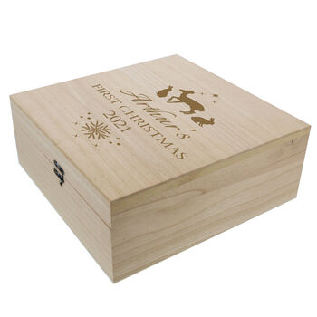 Personalised Christmas Large Wooden Keepsake Box, 2 of 5