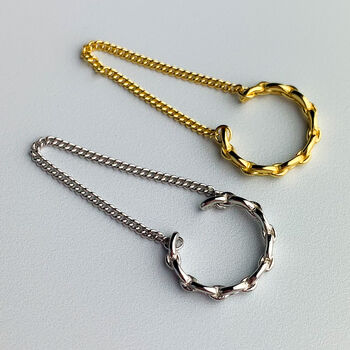 Sterling Silver Chain Loop Ear Cuff, 3 of 5