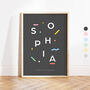 Personalised Memphis Style Colourful Name Print, thumbnail 1 of 10