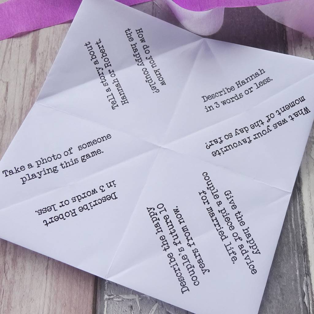 Personalised Wedding Ice Breaker Fortune Tellers By Southside Pinatas ...