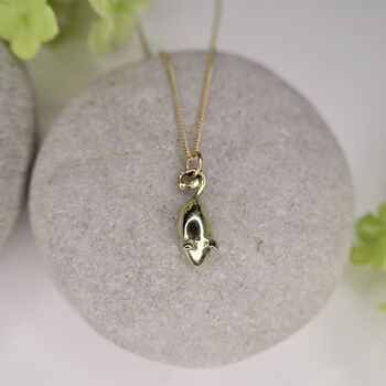 14ct Gold Tiny Mouse Necklace, 2 of 5