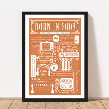 2008 Personalised 16th Birthday Fact Print Gift, 7 of 9