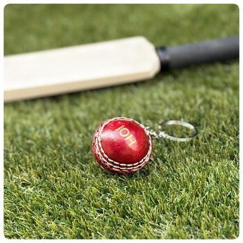 Personalised Vintage Miniature Cricket Ball Keyring, 5 of 12