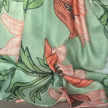 Anemone Print Scarf In Mint Green, 3 of 4