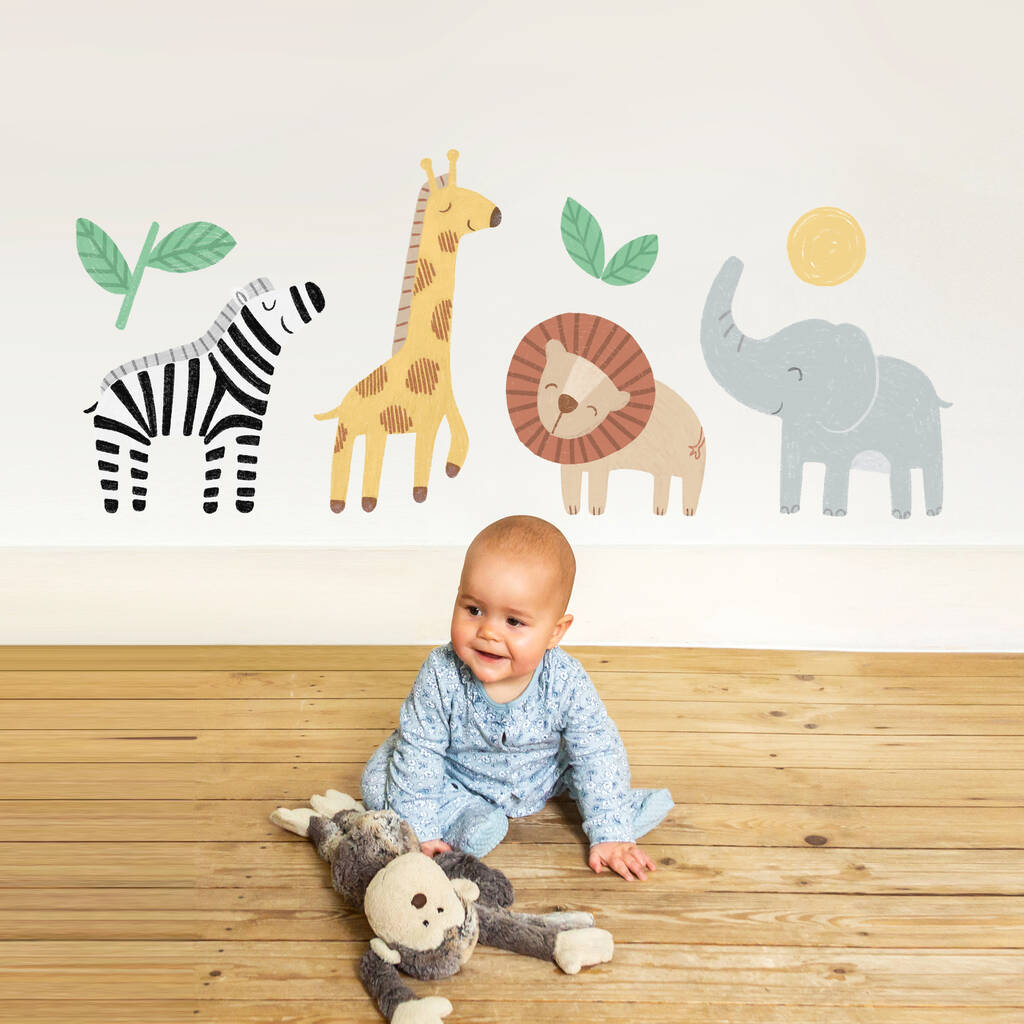 Large Safari Animal Wall Stickers By Squashed Peaches Designs |  