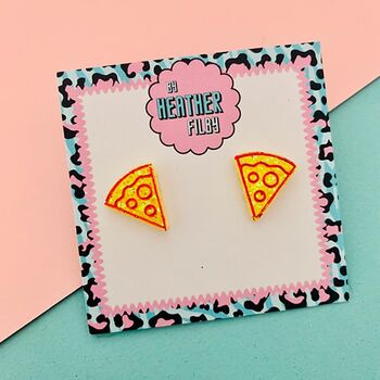 Pizza Slice Glitter Stud Earrings, 2 of 2